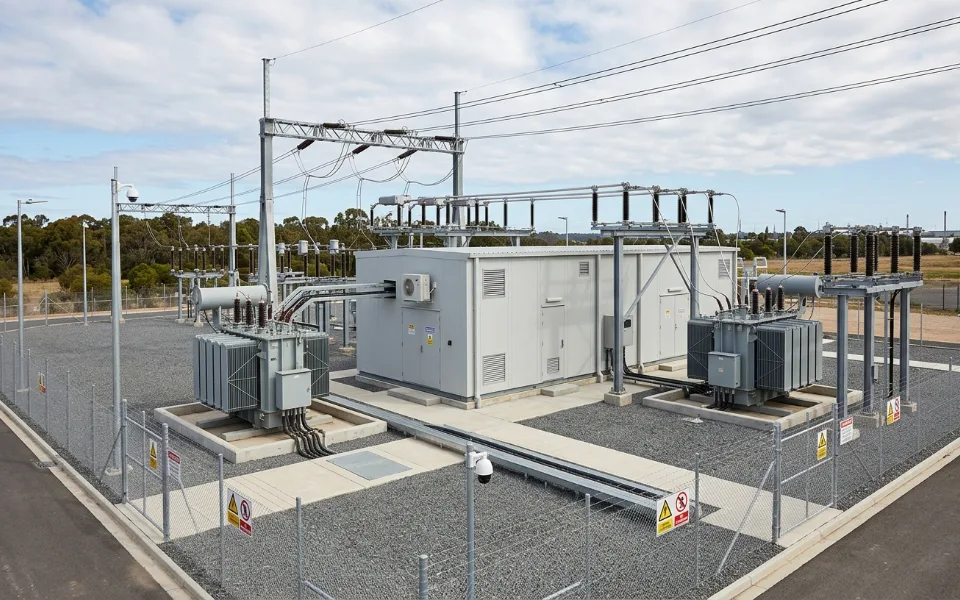 Prefabricated substation with two transformers